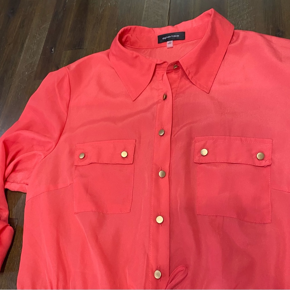 Spense Coral Collared Button Down Long Sleeve Dre… - image 8